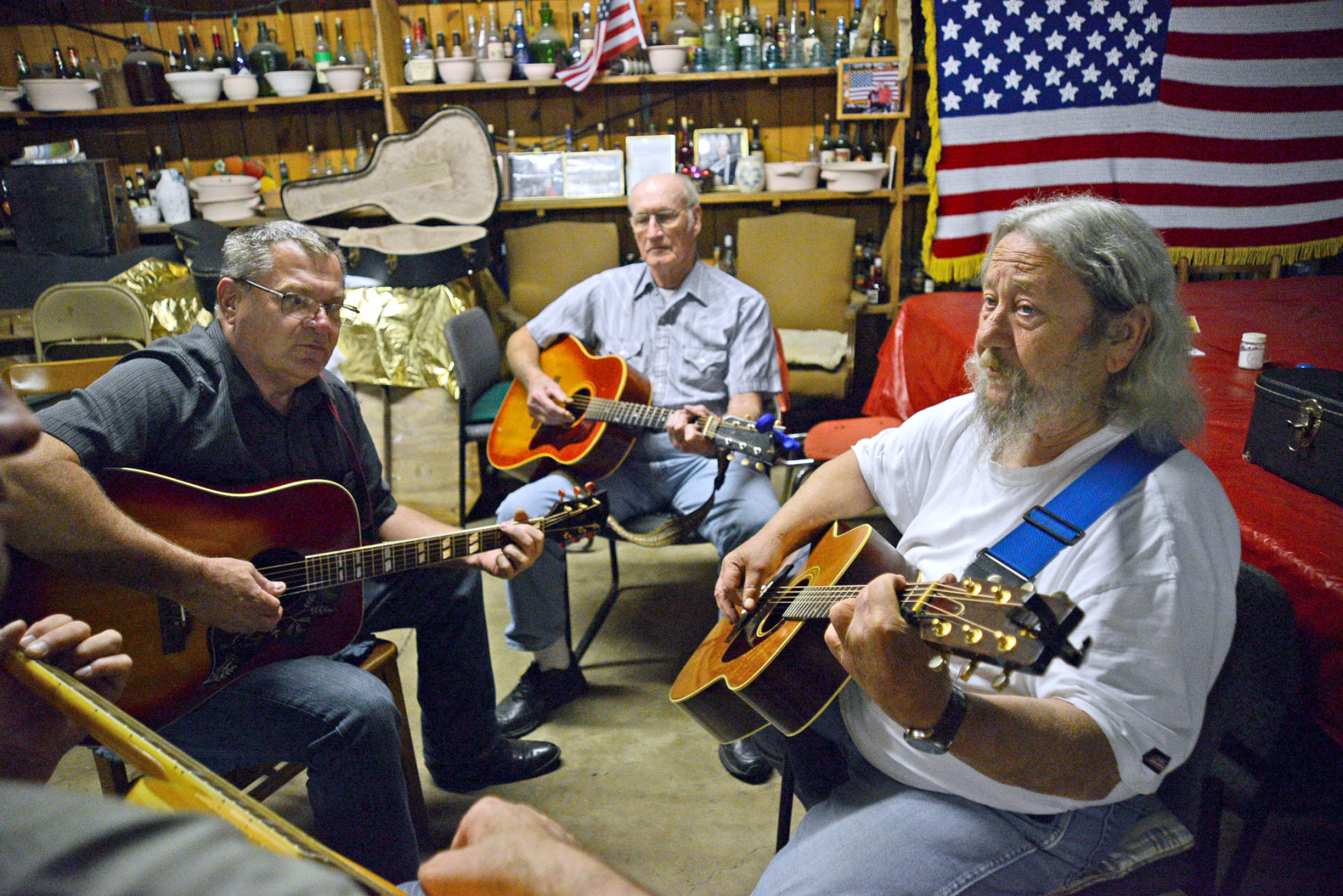 Roy Hardy, (left) Alfred Eller and Pete O'Dea loosen up before taking the stage. Ted Fitzgerald/The Pilot